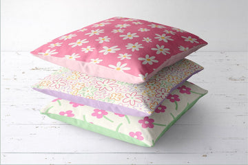 Baumwolle, Popeline mit Blumen, rosa, 0,5 m